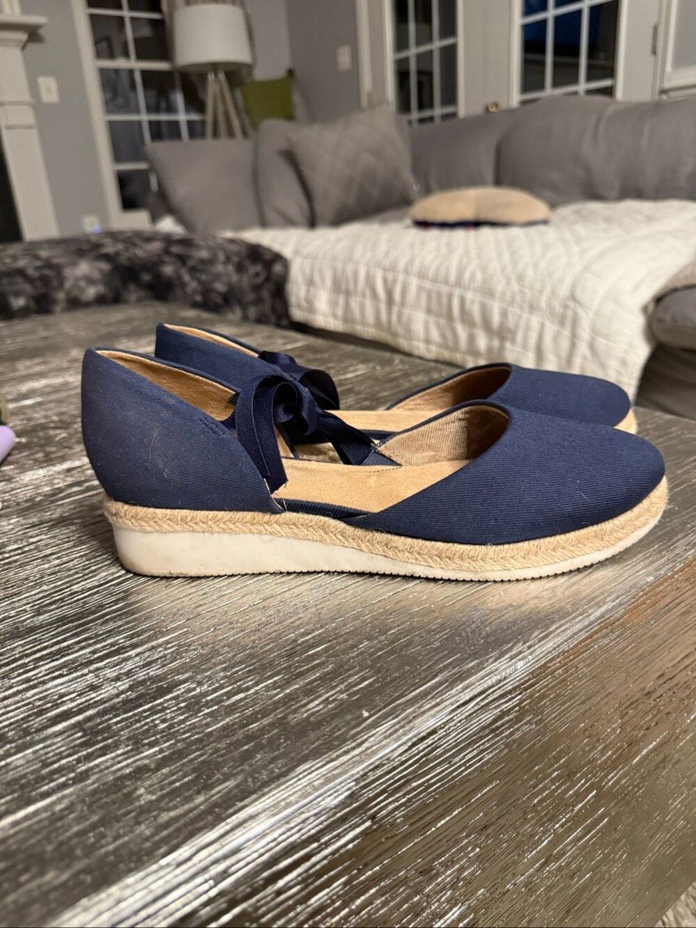 Life Stride Sift System Navy Ankle Tie Espadrille sz 9.5 EUC